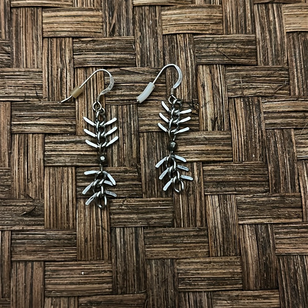 Silver Fishbone Earrings